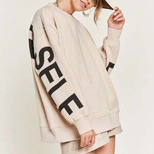 Jade By Jane Printed Oversized Sweatshirt